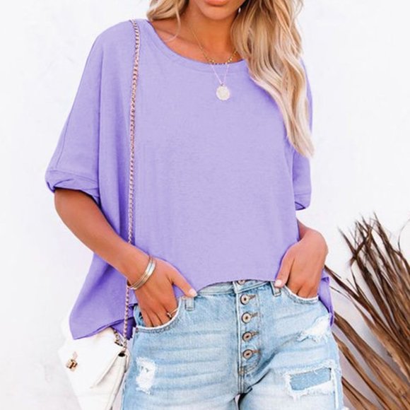 PURPLE Loose High-Low Tee - Picture 2 of 6
